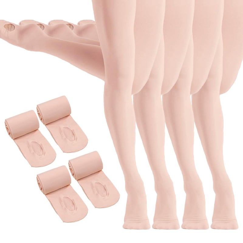 HETH Ballet Tights for Girls - Ultra Soft Dance Tights Convertible Pink Tight (Toddler/Kids,Medium,4pcs) - Image 1